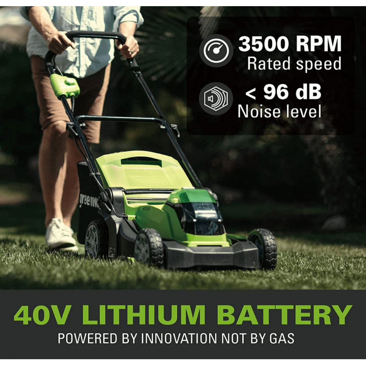 Akumuliatorinė vejapjovė Greenworks G40LM41K2, 40 V, 2,0 Ah, 41 cm 14 Akumuliatorinė vejapjovė Greenworks G40LM41K2, 40 V, 2,0 Ah, 41 cm 14