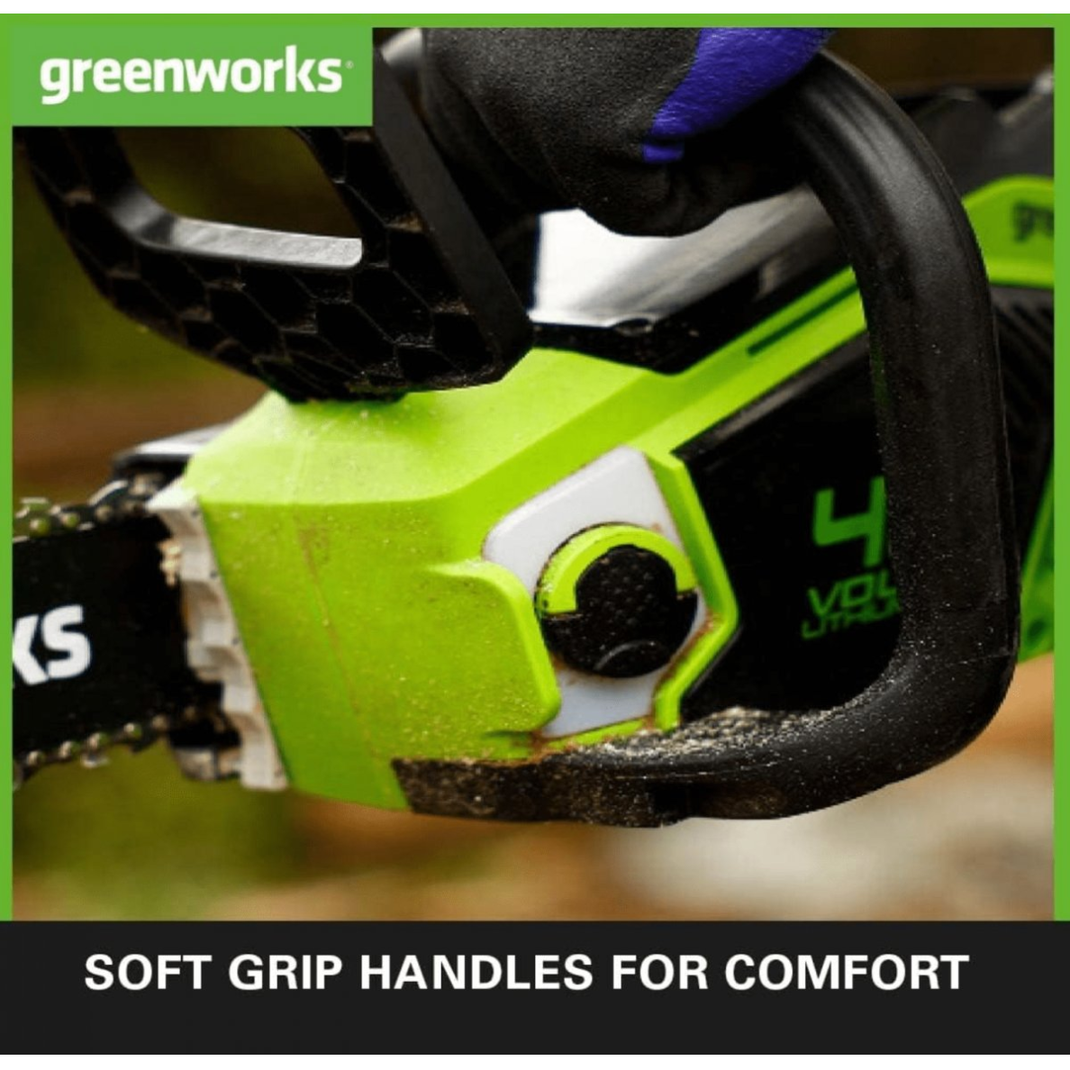 VEJAPJOVĖ SAVAEIGĖ + GRANDININIS PJŪKLAS Greenworks gd40lm46spk4+gd40cs15Ik4, 46cm, 40V, 2X4Ah 14