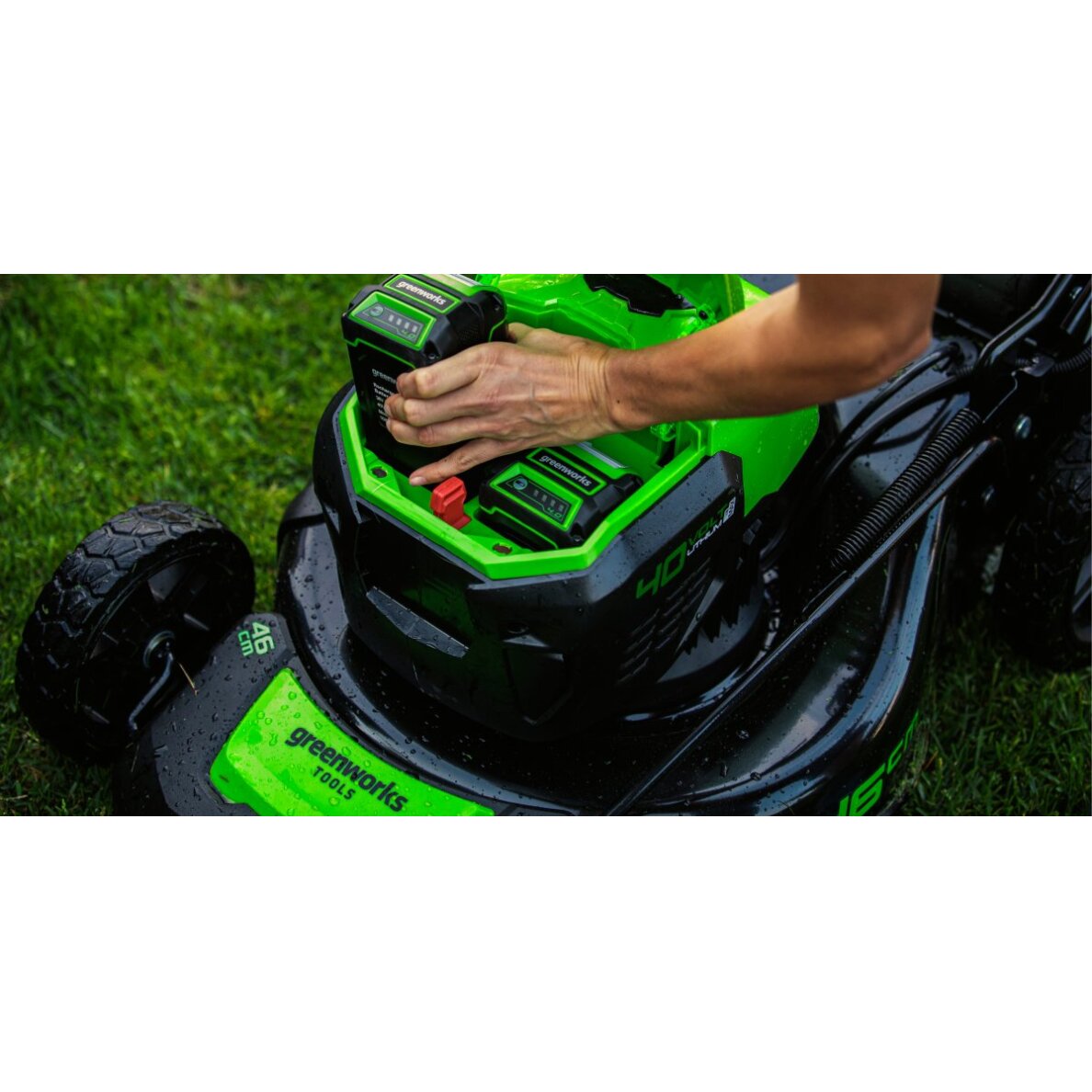 VEJAPJOVĖ SAVAEIGĖ + PŪSTUVAS+GRANDINIS PJŪKLAS Greenworks gd40lm46spk4+gd40bvIIk4+gd40cs18k4, 46cm, 40V, 3X4Ah (Kopija) 2