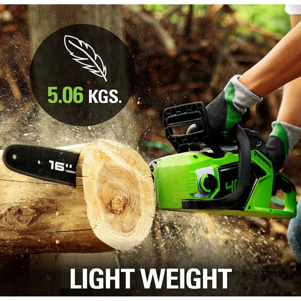 VEJAPJOVĖ SAVAEIGĖ + PŪSTUVAS+GRANDINIS PJŪKLAS Greenworks gd40lm46spk4+gd40bvIIk4+gd40cs18k4, 46cm, 40V, 3X4Ah 25