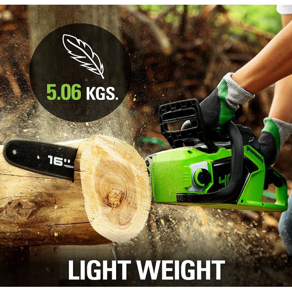 VEJAPJOVĖ SAVAEIGĖ + PŪSTUVAS+GRANDINIS PJŪKLAS Greenworks gd40lm46spk4+gd40bvIIk4+gd40cs18k4, 46cm, 40V, 3X4Ah (Kopija) 37