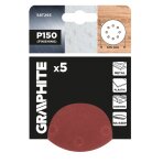 „Velcro“ šlifavimo diskai 125 mm, P150, 5 vnt, su 8 skylėmis