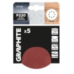 „Velcro“ šlifavimo diskai 125 mm, P220, 5 vnt, su 8 skylėmis
