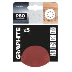 „Velcro“ šlifavimo diskai 125 mm, p80, 5 vnt, su 8 skylėmis