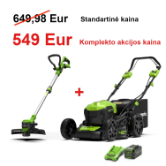 VEJAPJOVĖ SAVAEIGĖ + STYGINĖ ŽOLIAPJOVĖ LT33 Greenworks gd40lm46spk4+g40lt33, 46cm, 40V, 1X4Ah