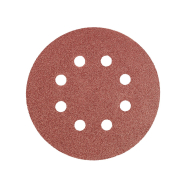 Velcro švitrinis popierius 125 mm, K80, 5 vnt., 8 skylučių Velcro švitrinis popierius 125 mm, K80, 5 vnt., 8 skylučių