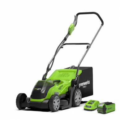 Akumuliatorinė vejapjovė Greenworks G40LM35K2, 40 V, 2,0 Ah, 35 cm Akumuliatorinė vejapjovė Greenworks G40LM35K2, 40 V, 2,0 Ah, 35 cm