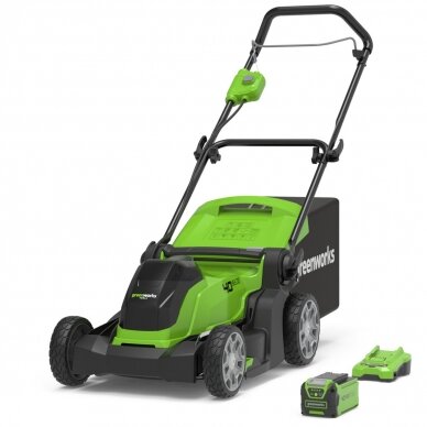 Akumuliatorinė vejapjovė Greenworks G40LM41K2, 40 V, 2,0 Ah, 41 cm Akumuliatorinė vejapjovė Greenworks G40LM41K2, 40 V, 2,0 Ah, 41 cm