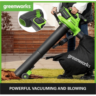 VEJAPJOVĖ SAVAEIGĖ + PŪSTUVAS-SIURBLYS Greenworks gd40lm46spk4x+gd40bvIIk4, 46cm, 40V, 3X4Ah 14 VEJAPJOVĖ SAVAEIGĖ + PŪSTUVAS-SIURBLYS Greenworks gd40lm46spk4x+gd40bvIIk4, 46cm, 40V, 3X4Ah 14