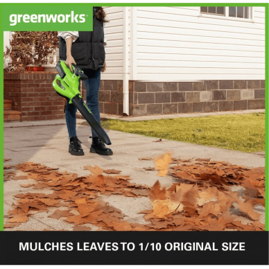 VEJAPJOVĖ SAVAEIGĖ + PŪSTUVAS-SIURBLYS Greenworks gd40lm46spk4x+gd40bvIIk4, 46cm, 40V, 3X4Ah 10 VEJAPJOVĖ SAVAEIGĖ + PŪSTUVAS-SIURBLYS Greenworks gd40lm46spk4x+gd40bvIIk4, 46cm, 40V, 3X4Ah 10