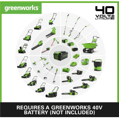 VEJAPJOVĖ SAVAEIGĖ 46cm + PŪSTUVAS-SIURBLYS Greenworks 40V su dviem 4Ah akumuliatoriais gd40lm46spk4x+gd40bv 17
