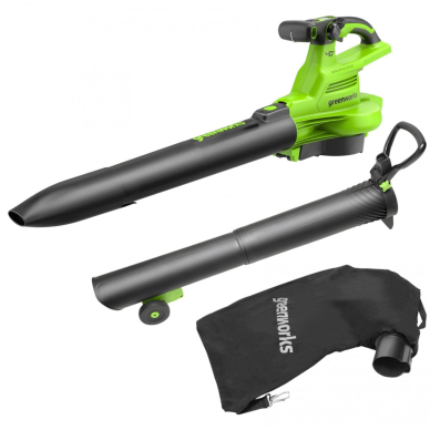 VEJAPJOVĖ SAVAEIGĖ 46cm + PŪSTUVAS-SIURBLYS Greenworks 40V su dviem 4Ah akumuliatoriais gd40lm46spk4x+gd40bv 20