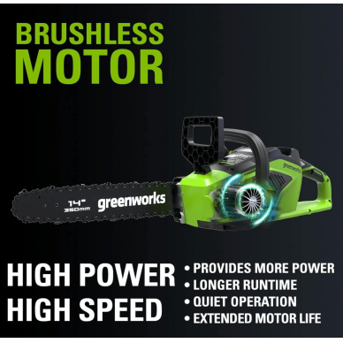 VEJAPJOVĖ SAVAEIGĖ + GRANDININIS PJŪKLAS Greenworks gd40lm46spk4+gd40cs15Ik4, 46cm, 40V, 2X4Ah 10