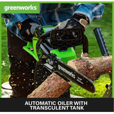 VEJAPJOVĖ SAVAEIGĖ + GRANDININIS PJŪKLAS Greenworks gd40lm46spk4+gd40cs15Ik4, 46cm, 40V, 2X4Ah 12