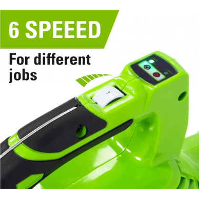 VEJAPJOVĖ SAVAEIGĖ + PŪSTUVAS+GRANDINIS PJŪKLAS Greenworks gd40lm46spk4+gd40bvIIk4+gd40cs18k4, 46cm, 40V, 3X4Ah (Kopija) 19