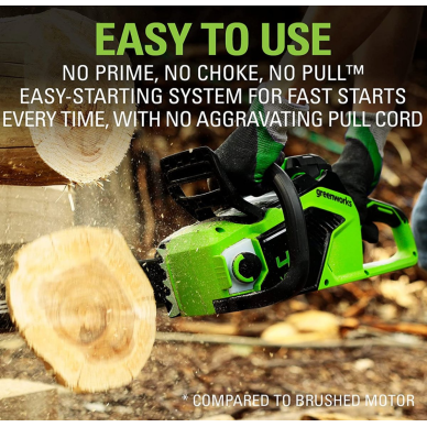 VEJAPJOVĖ SAVAEIGĖ + PŪSTUVAS+GRANDINIS PJŪKLAS Greenworks gd40lm46spk4+gd40bvIIk4+gd40cs18k4, 46cm, 40V, 3X4Ah (Kopija) 39