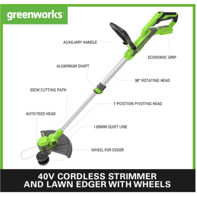 VEJAPJOVĖ SAVAEIGĖ + STYGINĖ ŽOLIAPJOVĖ LT33 Greenworks gd40lm46spk4+g40lt33, 46cm, 40V, 1X4Ah 8