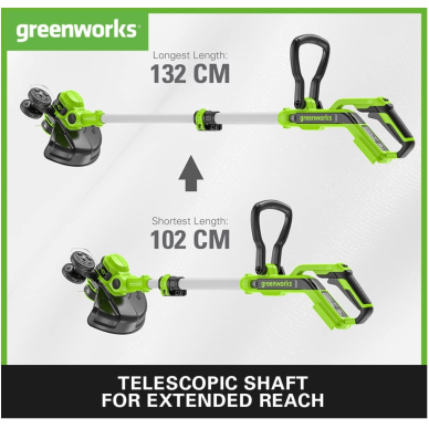 VEJAPJOVĖ SAVAEIGĖ + STYGINĖ ŽOLIAPJOVĖ LT33 Greenworks gd40lm46spk4+g40lt33, 46cm, 40V, 1X4Ah 11 VEJAPJOVĖ SAVAEIGĖ + STYGINĖ ŽOLIAPJOVĖ LT33 Greenworks gd40lm46spk4+g40lt33, 46cm, 40V, 1X4Ah 11