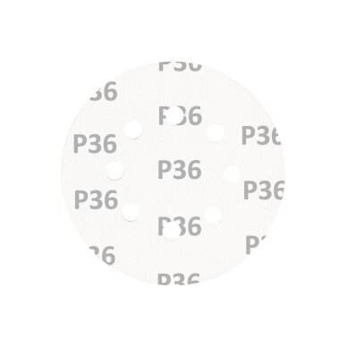 „Velcro“ šlifavimo diskai 125 mm, p36, 5 vnt, su 8 skylėmis 4 „Velcro“ šlifavimo diskai 125 mm, p36, 5 vnt, su 8 skylėmis 4