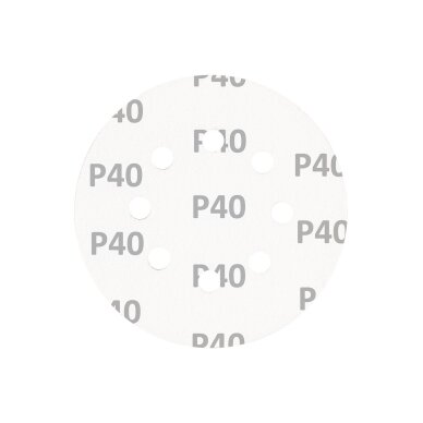 „Velcro“ šlifavimo diskai 125 mm, P40, 5 vnt, su 8 skylėmis 4 „Velcro“ šlifavimo diskai 125 mm, P40, 5 vnt, su 8 skylėmis 4