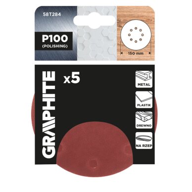 „Velcro“ šlifavimo diskai 150 mm, P100, 5 vnt, su 8 skylėmis 1 „Velcro“ šlifavimo diskai 150 mm, P100, 5 vnt, su 8 skylėmis 1