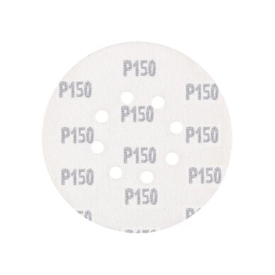 „Velcro“ šlifavimo diskai 150 mm, P150, 5 vnt, su 8 skylėmis 3 „Velcro“ šlifavimo diskai 150 mm, P150, 5 vnt, su 8 skylėmis 3