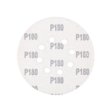 „Velcro“ šlifavimo diskai 150 mm, p180, 5 vnt, su 8 skylėmis 3 „Velcro“ šlifavimo diskai 150 mm, p180, 5 vnt, su 8 skylėmis 3
