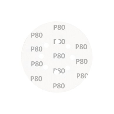 „Velcro“ šlifavimo diskai 150 mm, P80, 5 vnt, su 8 skylėmis 4 „Velcro“ šlifavimo diskai 150 mm, P80, 5 vnt, su 8 skylėmis 4