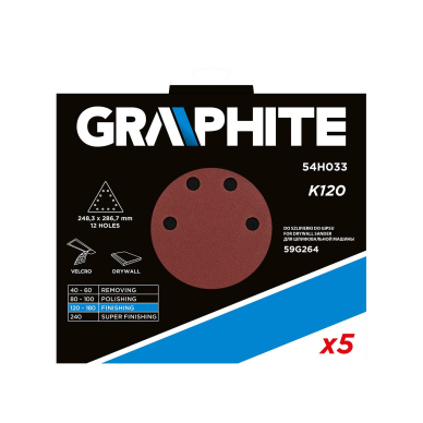 Velcro šlifavimo popierius K120, trikampis su 12 skylių, 5vnt šlifuokliui 59G264 1 Velcro šlifavimo popierius K120, trikampis su 12 skylių, 5vnt šlifuokliui 59G264 1