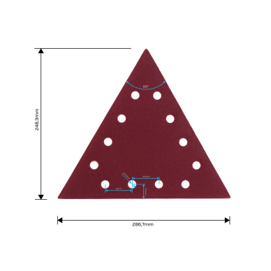 Velcro šlifavimo popierius K120, trikampis su 12 skylių, 5vnt šlifuokliui 59G264 8 Velcro šlifavimo popierius K120, trikampis su 12 skylių, 5vnt šlifuokliui 59G264 8