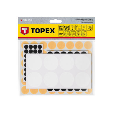 Veltinio ir putplasčio EVA lipnūs trinkelės, mišinys, 124 vnt. 1 Veltinio ir putplasčio EVA lipnūs trinkelės, mišinys, 124 vnt. 1