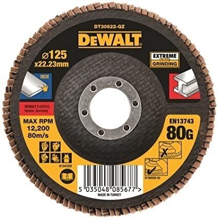 Vėduoklinis šlifavimo diskas DeWalt DT30622-QZ, 125 mm, P80 Vėduoklinis šlifavimo diskas DeWalt DT30622-QZ, 125 mm, P80