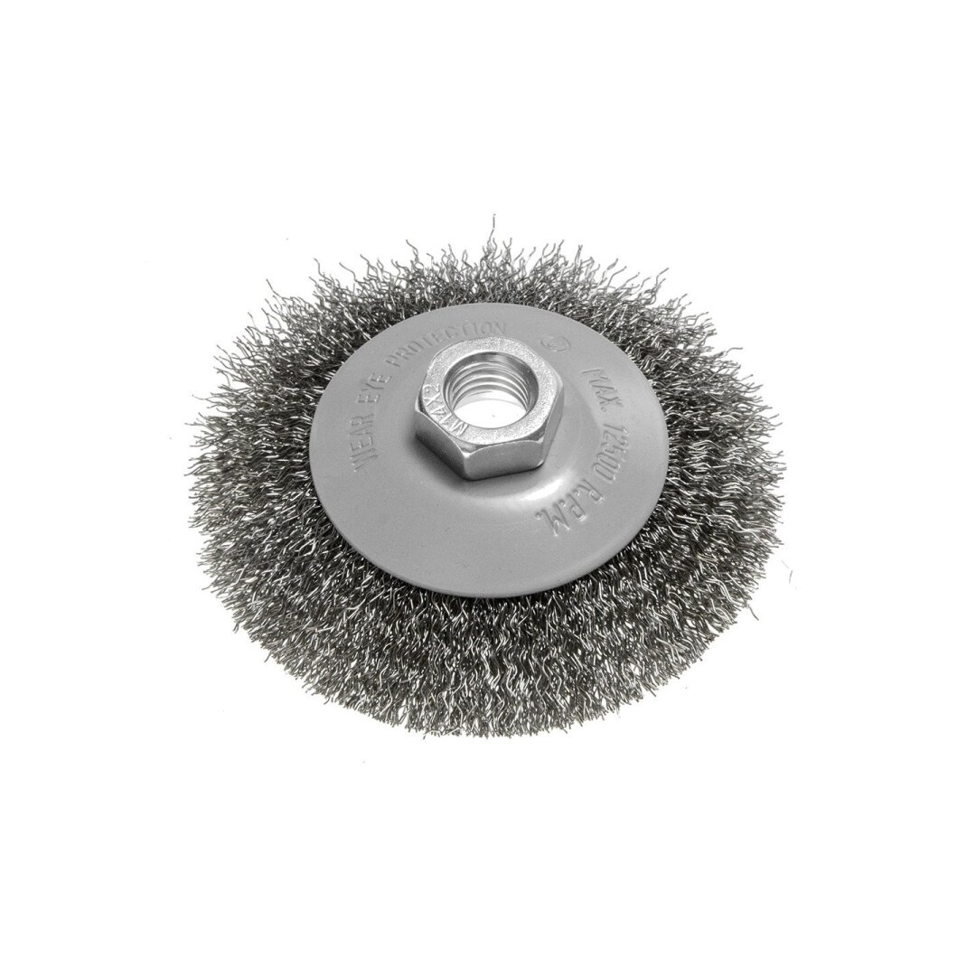 Vielinis diskinis šepetys 100 mm, suvirškintos vielos, plieno, M14