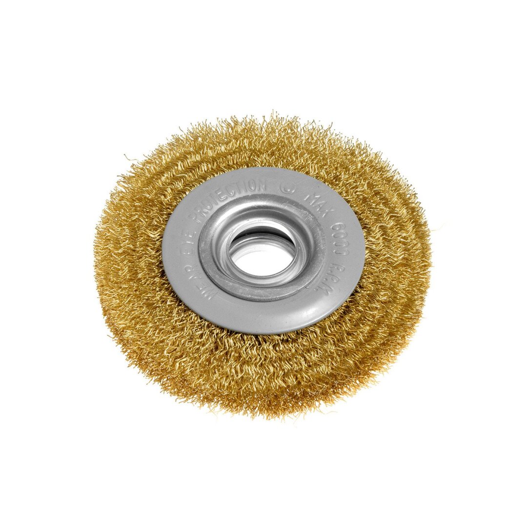 Vielinis diskinis šepetys 100 x 20 mm, surišti viela, žalvariu padengtas