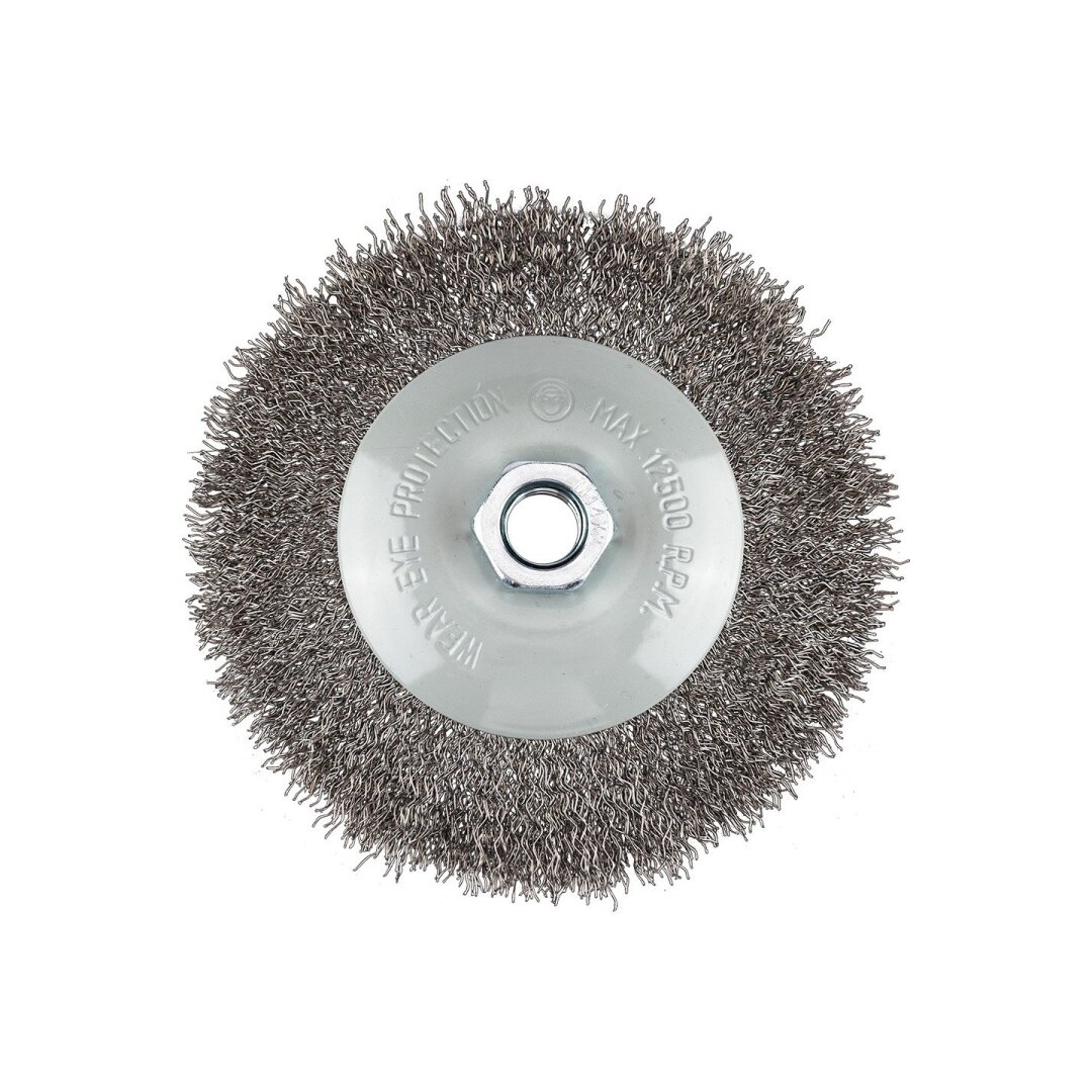 Vielinis diskinis šepetys 125 mm, suvirškintos vielos, plieno, M14