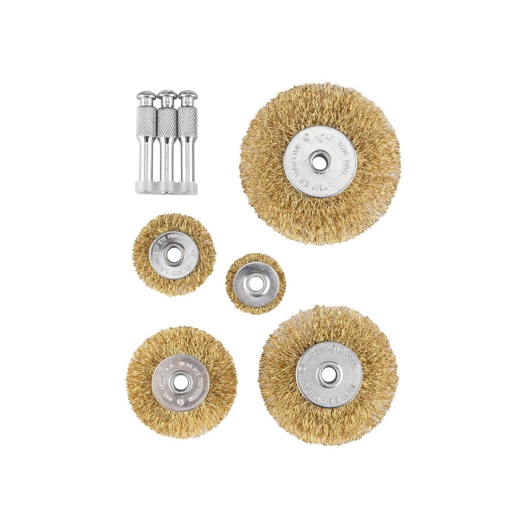 Vielinis diskinis šepetys, suvirškintos vielos, žalvario dengtos, 25, 38, 50, 63, 75 mm, 5 vnt. Vielinis diskinis šepetys, suvirškintos vielos, žalvario dengtos, 25, 38, 50, 63, 75 mm, 5 vnt.