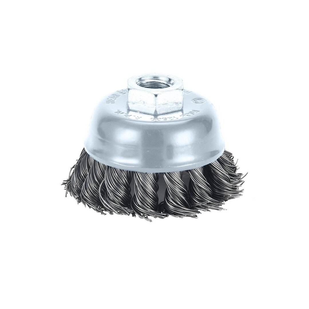 Vielinis šepetys kuginis 100 mm, susuktas plieninis viela, M14 Vielinis šepetys kuginis 100 mm, susuktas plieninis viela, M14