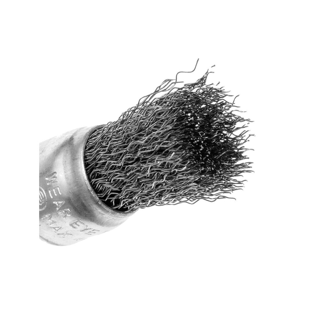 Vielinis šepetys kuginis 24 mm, suvirškintos plieninės vielos, su 6 mm blauzdomis 3 Vielinis šepetys kuginis 24 mm, suvirškintos plieninės vielos, su 6 mm blauzdomis 3