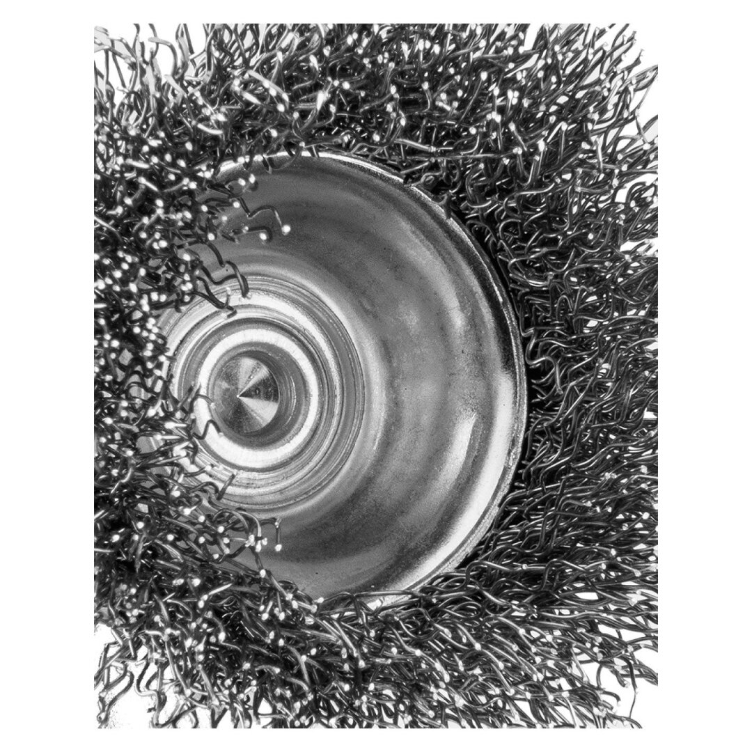 Vielinis šepetys kuginis 50 mm, surišta plieninė viela, su 6 mm blauzdos 4 Vielinis šepetys kuginis 50 mm, surišta plieninė viela, su 6 mm blauzdos 4