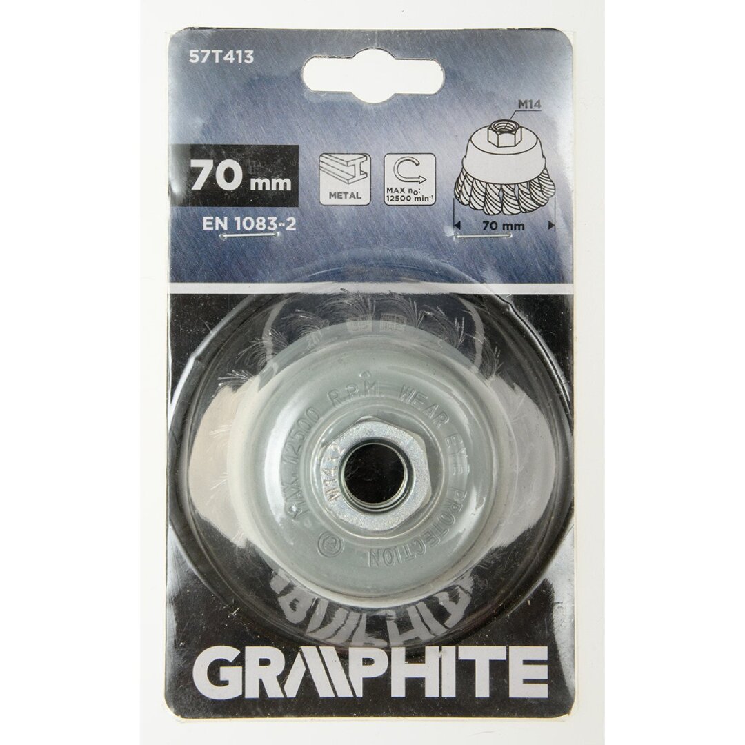 Vielinis šepetys kuginis 70 mm, susukta plieninė viela, M14 1