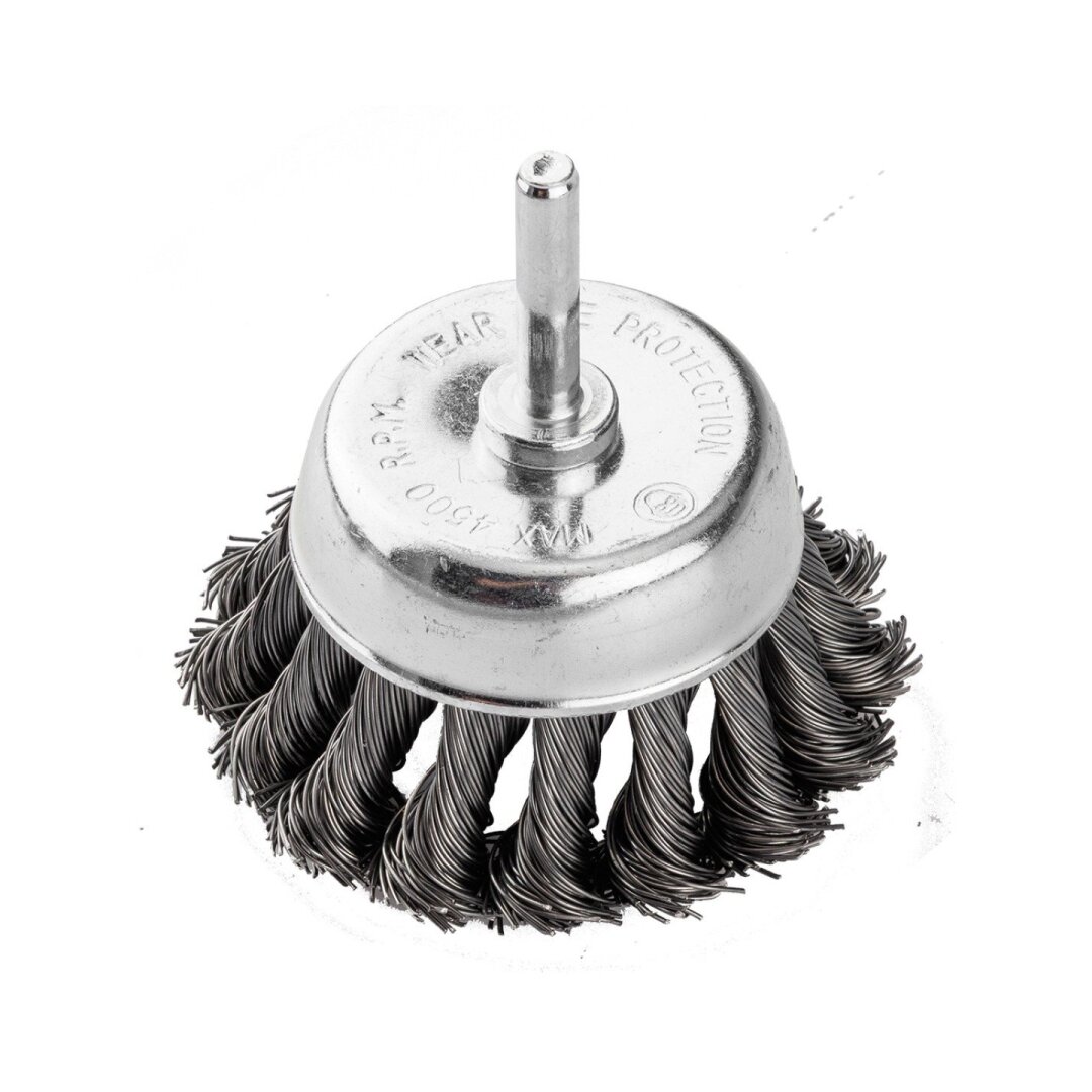 Vielinis šepetys kuginis 75 mm, susukta plieninė viela, su 6 mm blauzdos 3 Vielinis šepetys kuginis 75 mm, susukta plieninė viela, su 6 mm blauzdos 3