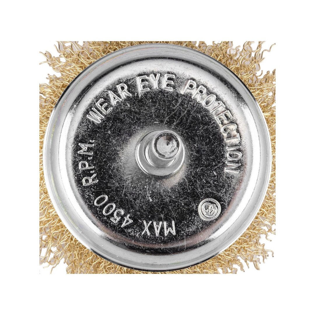 Vielinis šepetys kuginis 75 mm, suvirškintos vielos, žalvario dengtas, su 6 mm blaučiu 2 Vielinis šepetys kuginis 75 mm, suvirškintos vielos, žalvario dengtas, su 6 mm blaučiu 2