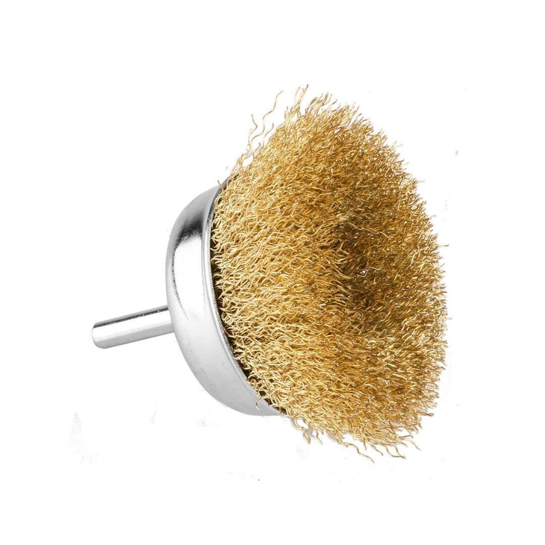 Vielinis šepetys kuginis 75 mm, suvirškintos vielos, žalvario dengtas, su 6 mm blaučiu 4