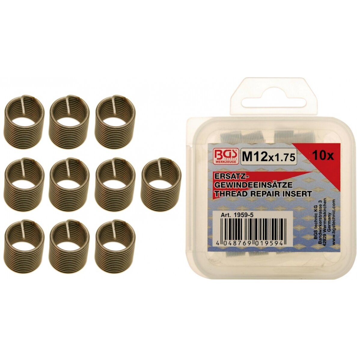 Vieliniai indėklai sriegiui | Helikoliai | M12 x 1.75 | 10 vnt. (1959-5) Vieliniai indėklai sriegiui | Helikoliai | M12 x 1.75 | 10 vnt. (1959-5)