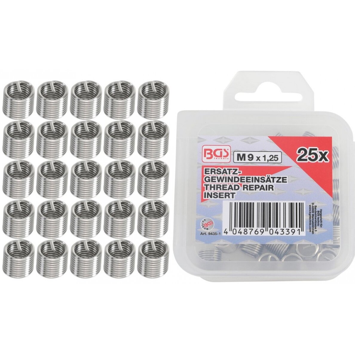 Vieliniai indėklai sriegiui | Helikoliai | M9 x 1.25 mm | 25 vnt. (9435-1) Vieliniai indėklai sriegiui | Helikoliai | M9 x 1.25 mm | 25 vnt. (9435-1)