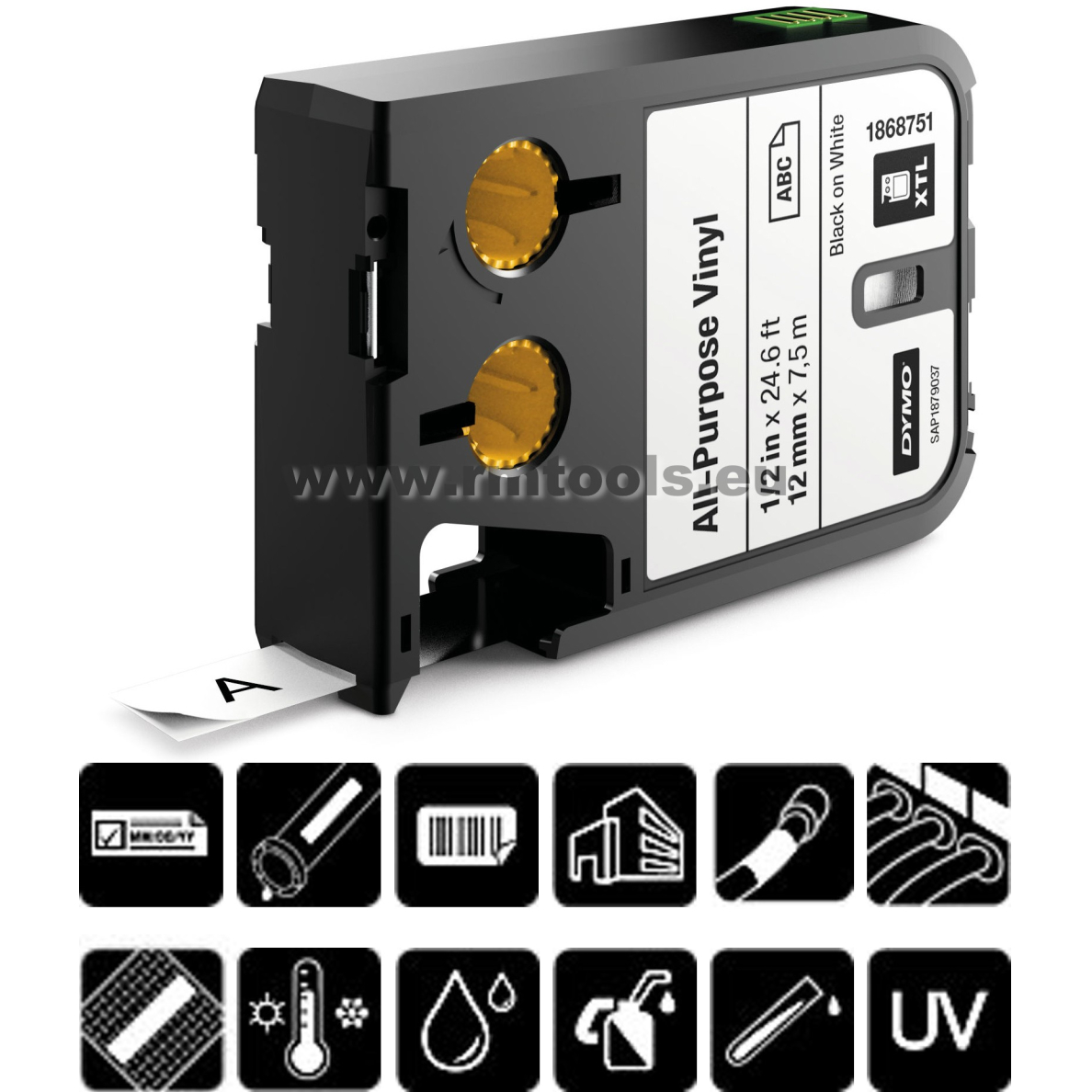 Vinilinė juost. XTL 19 mm balt./juod. Vinilinė juost. XTL 19 mm balt./juod.