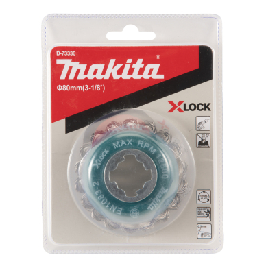 Vielinė šlifavimo taurė Makita D-73330, sukta viela, 0.5mm, Ø 80 mm, X-LOCK 2 Vielinė šlifavimo taurė Makita D-73330, sukta viela, 0.5mm, Ø 80 mm, X-LOCK 2