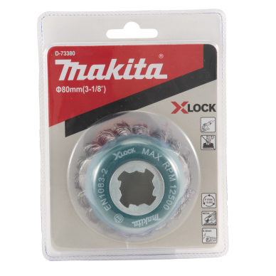 Vielinė šlifavimo taurė Makita D-73380, sukta viela, 0.5mm, Ø 80 mm, X-LOCK 2 Vielinė šlifavimo taurė Makita D-73380, sukta viela, 0.5mm, Ø 80 mm, X-LOCK 2