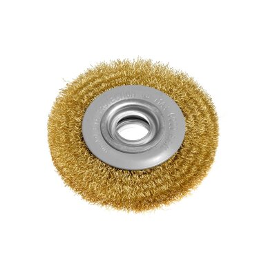 Vielinis diskinis šepetys 100 x 20 mm, surišti viela, žalvariu padengtas