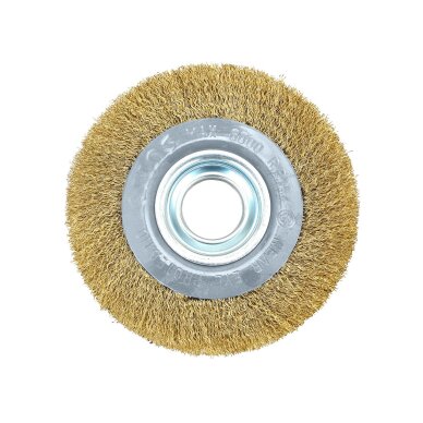 Vielinis diskinis šepetys 150 x 32 mm, surišta viela, žalvariu dengtas Vielinis diskinis šepetys 150 x 32 mm, surišta viela, žalvariu dengtas